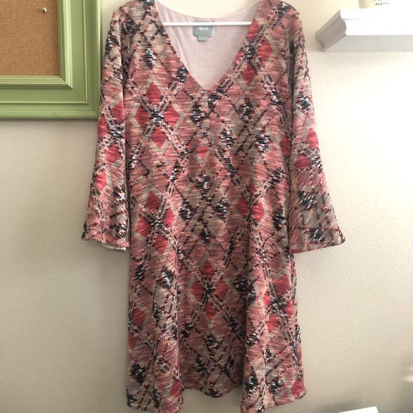 Anthro Maeve Pink Erina Bell Sleeve Dress - Picture 3 of 9